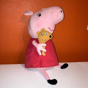 Peppa Pig Plush Toy‎ with Teddy Bear - Pink and Red Large